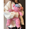 豹纹芭比粉色小熊包包小众设计师可爱卡通毛绒玩偶玩偶冬季双肩包