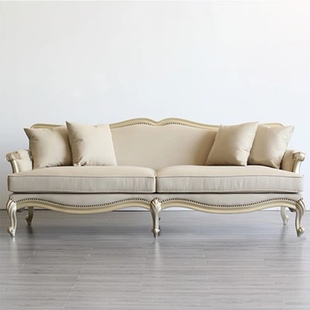 美式轻奢布艺沙发法式新古典(新古典)客厅高端实木，榉木雕花香槟家具可定制