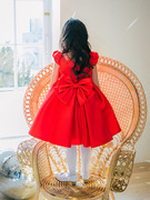 定制女童礼服公主裙红色高端婚礼，主持人儿童生日小花童钢琴演出服