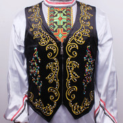 新疆男士舞蹈舞台表演马甲背心外搭外套绣花修身衣服男装民族