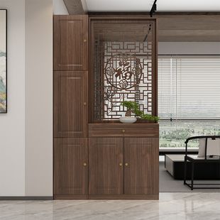新中式玄关柜客厅，隔断柜现代简约酒柜，置物架入户屏风柜实木装饰柜