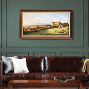 网红欧式客厅装饰画 手绘田园风景油画 欧式建筑风景油画客厅壁画