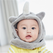 augelute秋冬小童保暖动物耳朵造型连脖帽 婴儿帽子舒棉绒92018
