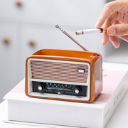 收音机烟灰缸创意个性潮流防飞灰家用客厅，复古时尚树脂收纳摆件