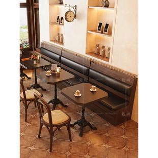 复古咖啡厅卡座甜品奶，茶店椅酒馆西餐厅，沙发卡座商用编藤桌椅组合