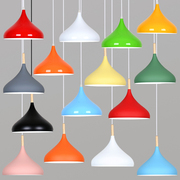现代简约餐厅吊灯创意个性饭店，餐饮店商用单头工业风彩色北欧灯罩