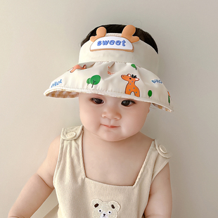 婴幼儿帽子夏季遮阳空顶帽宝宝超萌透气薄款防晒男女童沙滩太阳帽