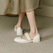 平跟凉鞋女2024春夏季中空单鞋，一字带女款包头女鞋舒适四季鞋