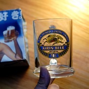日本进口麒麟KIRIN BEER啤酒杯玻璃杯日式扎啤杯带把手厚底洋酒杯