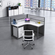 曼尊家具办公桌椅组合双人现代简约钢架款四人位屏风办公桌职员办
