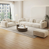 布雷尔奶油风豆腐块布艺沙发客厅，大小户型现代简约直排客厅，布沙发(布沙发)