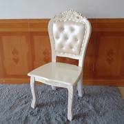 现代简约欧式实木餐椅象牙，白色布艺酒店餐厅椅子，美甲化妆靠背凳子
