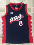 1996亚特兰大美国梦三斯科蒂·皮蓬USA8号深蓝色白色刺绣篮球服