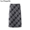 拉夏贝尔/La Chapelle春2024法式气质A字裙中长款格子包臀裙