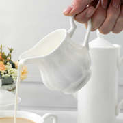 奶缸咖啡壶打奶器酱汁杯分茶器骨瓷纯白色竖纹英式简约可微波无铅