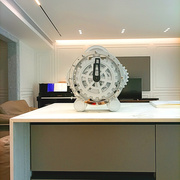 妙刻客厅钟欧式座钟双脚，齿轮旋转钟创意钟表，时钟不锈钢装饰表