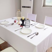 纯白色桌布长方形酒店饭店餐厅圆桌方桌台布甜品台装饰定制尺寸