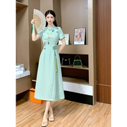 芙娜妮新中式修身旗袍2024设计感小众时尚，气质流苏连衣裙k2321713