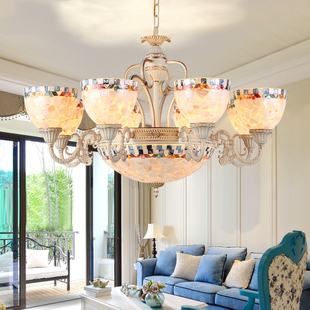 地中海风格田园客厅吊灯欧式卧室，法式复古港式手工，艺术氛围贝壳灯