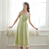 MintCheese独立设计 法式少女浪漫蝴蝶浅绿色吊带蕾丝吊带连衣裙
