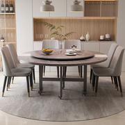 餐桌出租房用板木餐桌折叠桌，家用小户型饭桌餐桌组合带转盘大圆桌
