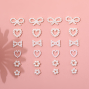 20个仿珍珠点点花环爱心蝴蝶结贴片连接DIY手工耳环饰品配件材料