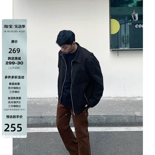 ANYWEAR 春季水洗做旧翻领夹克vibe风高街短款工装cleanfit外套男