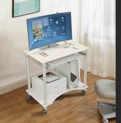 可移动台式电脑桌简易钢化玻璃，电脑台式桌，小户型家用双层带轮加高
