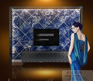 欧式微晶石电视背景，墙砖800x800蓝色瓷砖室内墙砖，地板砖家装主材
