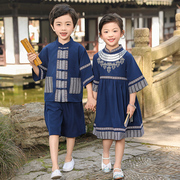 男童三月三少数民族风服装夏装，女童汉服壮族，服儿童唐装表演服套装