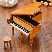 钢琴摆件模型创意仿真装饰品三角普通机芯木制音乐盒生日礼物摆设