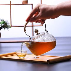 锤纹耐高温提梁玻璃壶电陶炉烧水煮茶壶直火加热茶壶三界茶炉器具