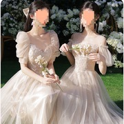伴娘服2023仙气质夏季小众婚礼姐妹团显瘦高级感女中长礼服裙