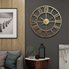 现代简约时尚静音北欧挂钟表客厅，金属轻奢创意，铁艺个性美式金色表