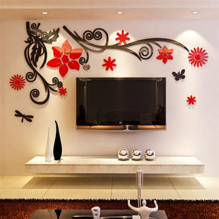 花藤亚克力水晶3d立体墙，贴画客厅卧室沙发电视，背景墙贴纸温馨装饰