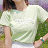 ATAR2023夏季女装短袖字母印花T恤 果绿小清新休闲学生针织短上衣