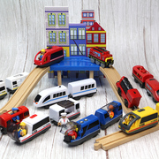 磁性电动火车头兼容木制小米轨道，车米兔木头，brio铁轨儿童木质玩具