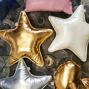 网红五星pu抱枕金色星星装饰爱心沙发皮客厅，靠垫北欧靠枕拍照布置