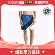 Nautica 男式 8 英寸斜条纹快干泳装 - 亮钴蓝色 美国奥莱直