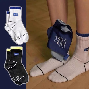 boombomb创意袜子双袜口刺绣，标志短袜男女街头情侣，韩国潮牌袜子