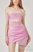 泰国设计师设计 无袖纯色仙女辣妹侧边雪纺连衣裙短裙