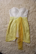 洛森D103黄色雪纺短款礼服抹胸姐妹裙连衣裙 聚会伴娘裙年会气质