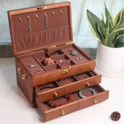实木首饰盒耳环手镯项链文玩，手串饰品大容量，抽屉带锁木质收纳