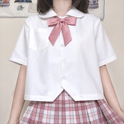 刺篇夏天超甜~原创jk制服日系基础短袖短款圆领白衬衫女