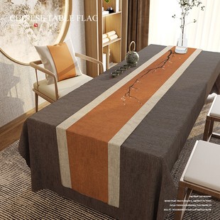 禅意桌布桌旗套装新中式茶席茶台棉麻防水茶桌布餐桌布艺长条垫布
