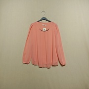 外贸原单甜美日系vintage纯色圆领雪纺，衬衫女长袖小众设计感上衣