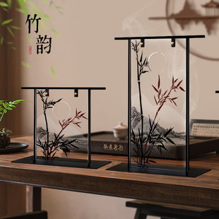 新中式茶室禅意复古中国风竹子，玄关办公室书房桌面家居装饰品摆件