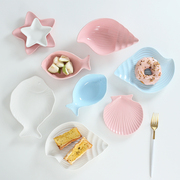 海洋餐具套装异形盘子点心盘创意餐盘不规则儿童盘碗家用陶瓷碟子