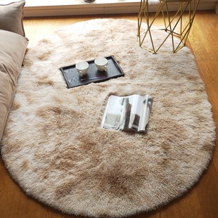 卧室床边椭圆形地毯，可机洗家用客厅茶几沙发垫长毛，渐变可定制尺寸