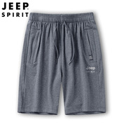 jeep纯棉运动短裤男夏季薄款中年爸爸外穿跑步宽松休闲五分裤